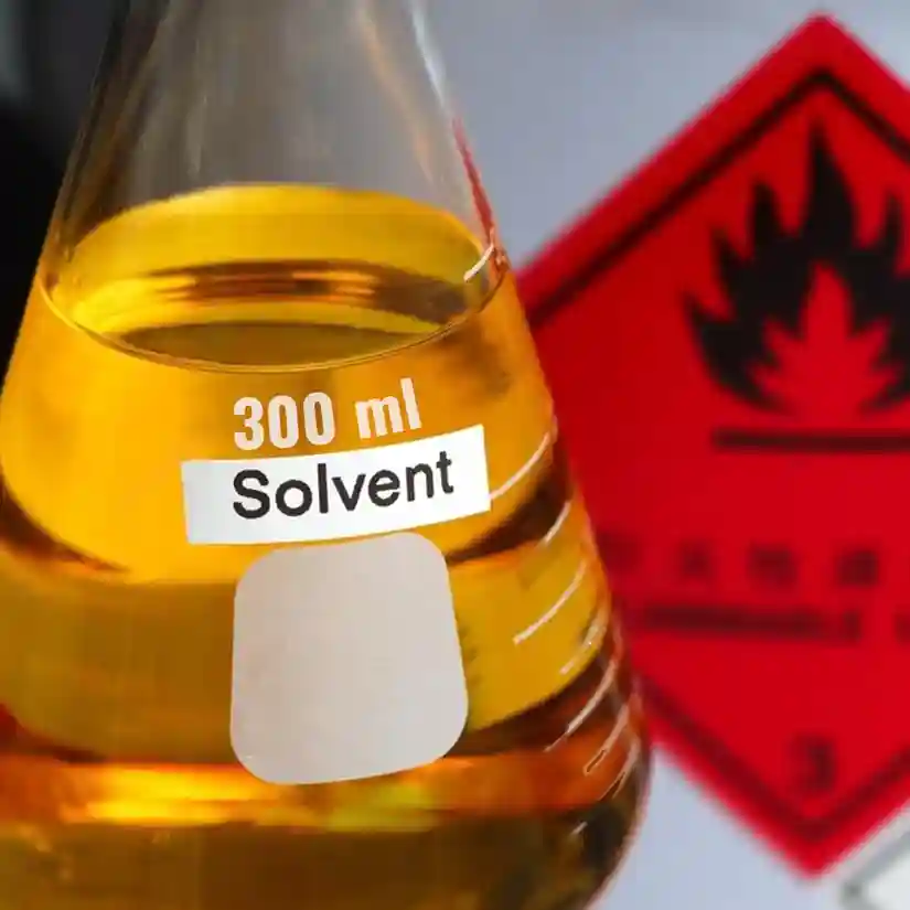 solvent in a beaker